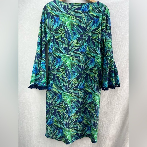 Tipsy Mermaid Paradise Palm Tropical Long Sleeve Dress Med Spandex UPF 50 Beach - Picture 6 of 11